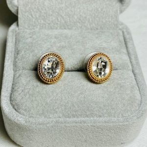 Swarovski Crystal Oval Stud Earrings, Rose-Gold